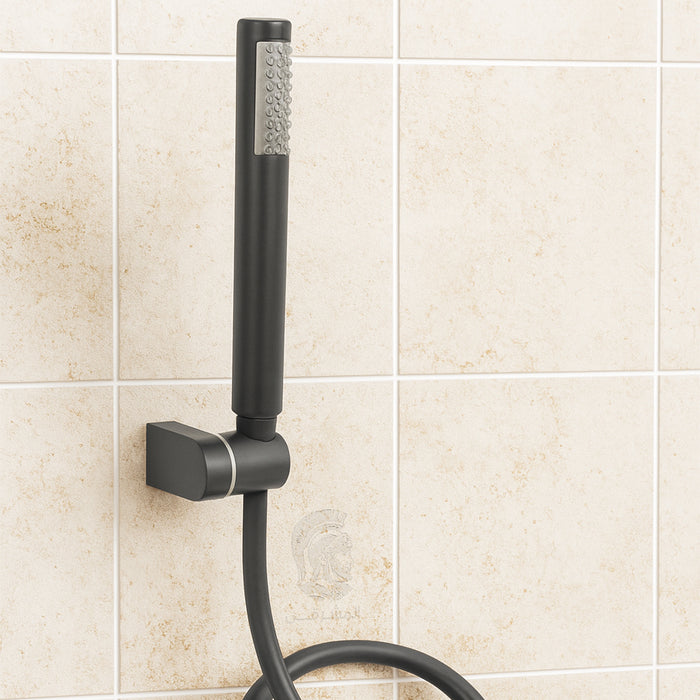 مجموعة سماعة الفا قلم ACH 08 دائرية اسود خرطوم حراري 150 سم وعلاقة ومجموعة التثبيت