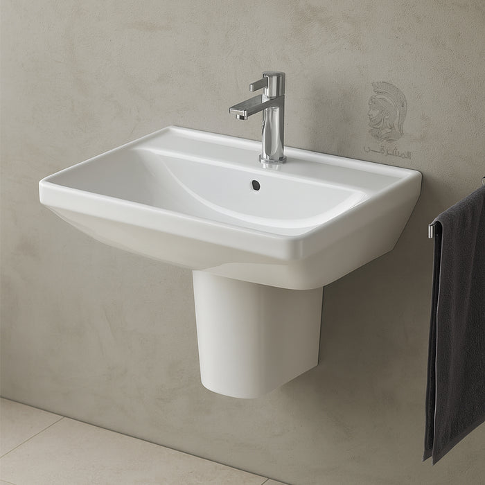 ( طلب مسبق )  حوض حمام ديورافيت دي نيو 2366550000 ابيض 55 سم بالعامود نصف ركبة