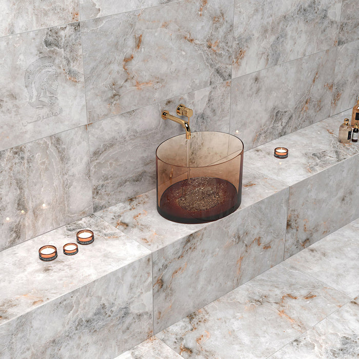 سيراميك حوائط وارضيات قطع ليزر ارت كوبا لايت جراي فرز ثاني 60 × 120 سم لامع