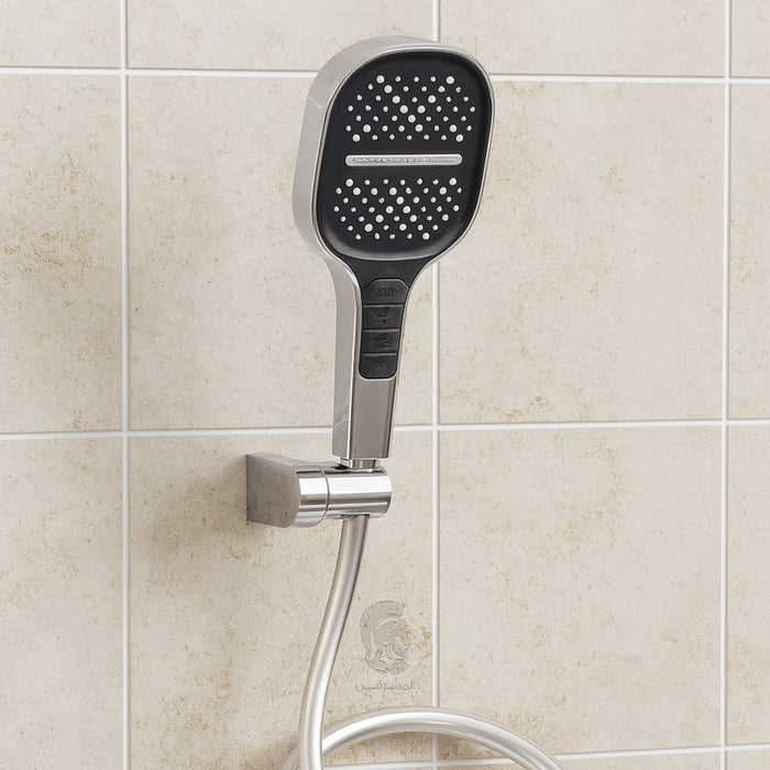 مجموعة سماعة الفا بيانو ACH 01 مربع كروم سماعة 3 نظام 4 زرار بخرطوم حراري 150 سم وعلاقة ومجموعة التثبيت