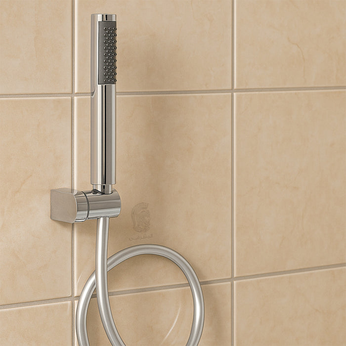 ( طلب مسبق )  مجموعة سماعة الفا قلم ACH 10 دائرية كروم خرطوم حراري 150 سم وعلاقة ومجموعة التثبيت