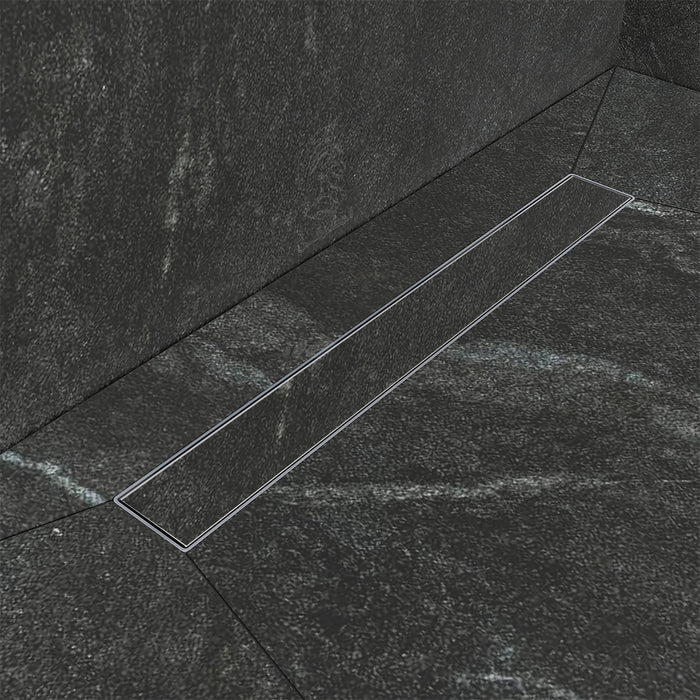 مجرى شاور الفا AL MGS 40 TC تايل كفر 40 سم استانلس ستيل سُمك 1 مللي بغطاء مفرغ للإستخدام مع نفس شكل البلاطة المستخدم