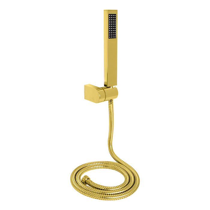 مجموعة سماعة ياسمين مربع ذهبي خرطوم 150 سم وعلاقة ومجموعة التثبيت