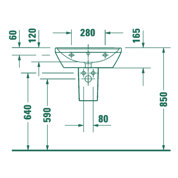 ( طلب مسبق )  حوض حمام ديورافيت دي نيو 2366550000 ابيض 55 سم بالعامود نصف ركبة