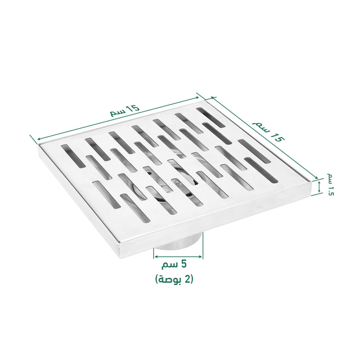 غطاء بيبة الفا لونج SD LS15 كروم 15 × 15 سم استانلس ستيل