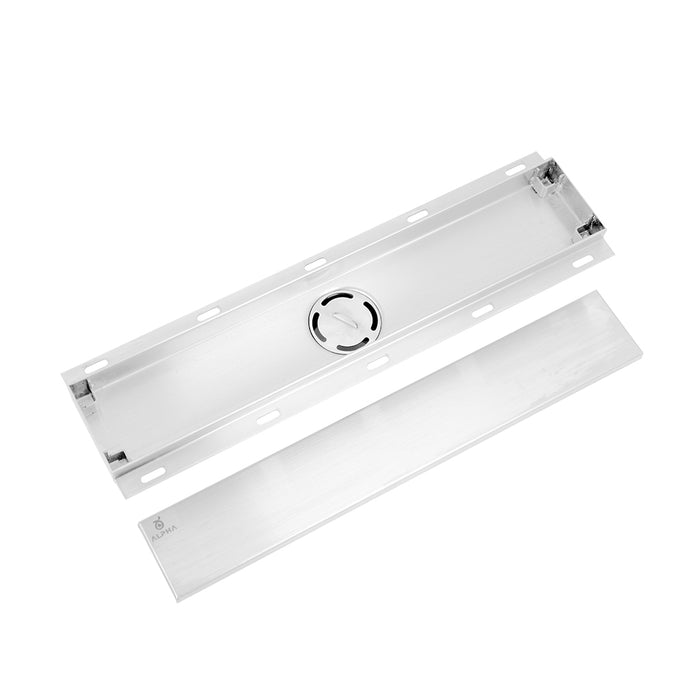 مجرى شاور الفا AL MGS 40 TC تايل كفر 40 سم استانلس ستيل سُمك 1 مللي بغطاء مفرغ للإستخدام مع نفس شكل البلاطة المستخدم