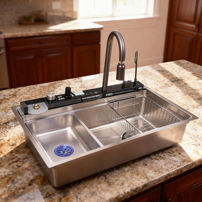 حوض مطبخ سمارت ديجيتال بيانو سيفين ستيل SD 7850 استانلس 304 بجميع المشتملات