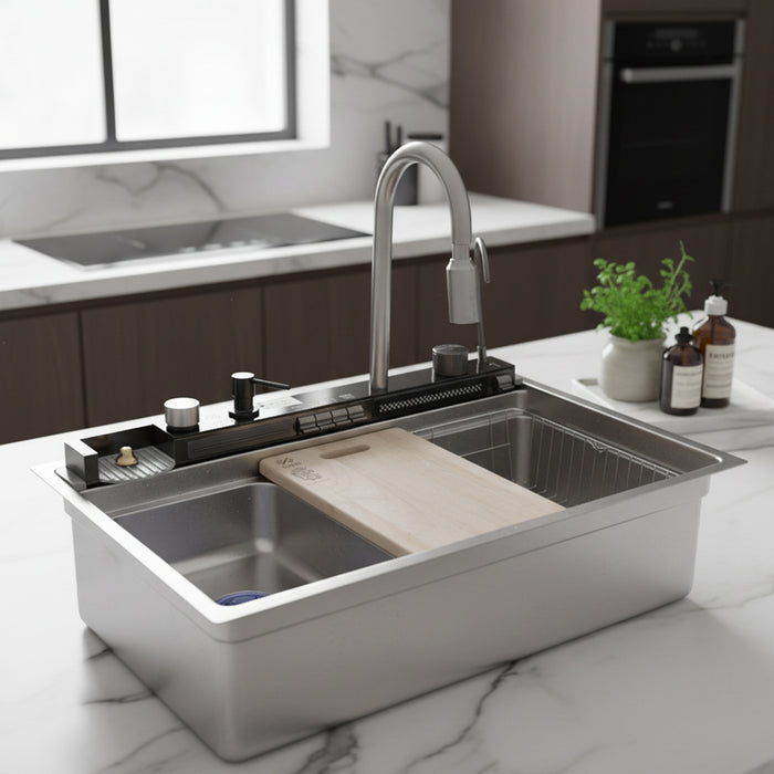 حوض مطبخ سمارت ديجيتال بيانو سيفين ستيل SD 7850 استانلس 304 بجميع المشتملات