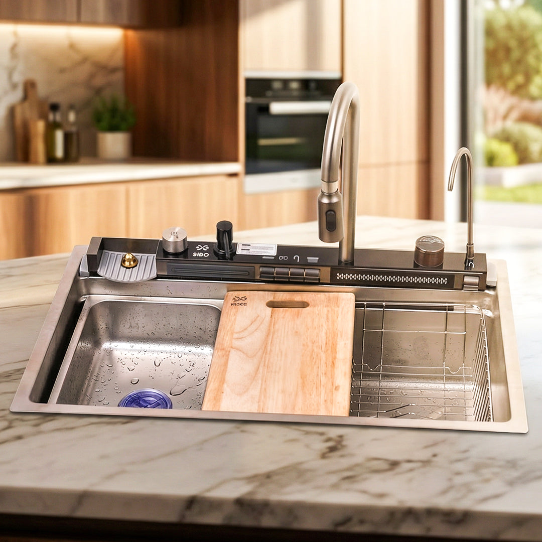 حوض مطبخ سمارت ديجيتال بيانو سيفين ستيل SD 7850 استانلس 304 بجميع المشتملات