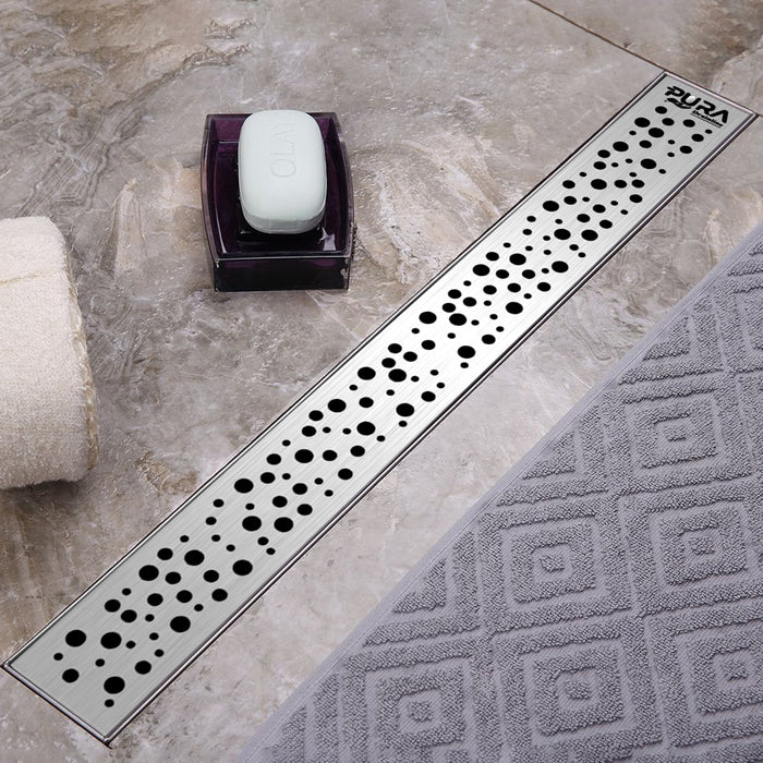 مجرى شاور دوتس بشفة VDL 05 55 استانلس ستيل 55 سم بالصرف اللون كروم من بيورا