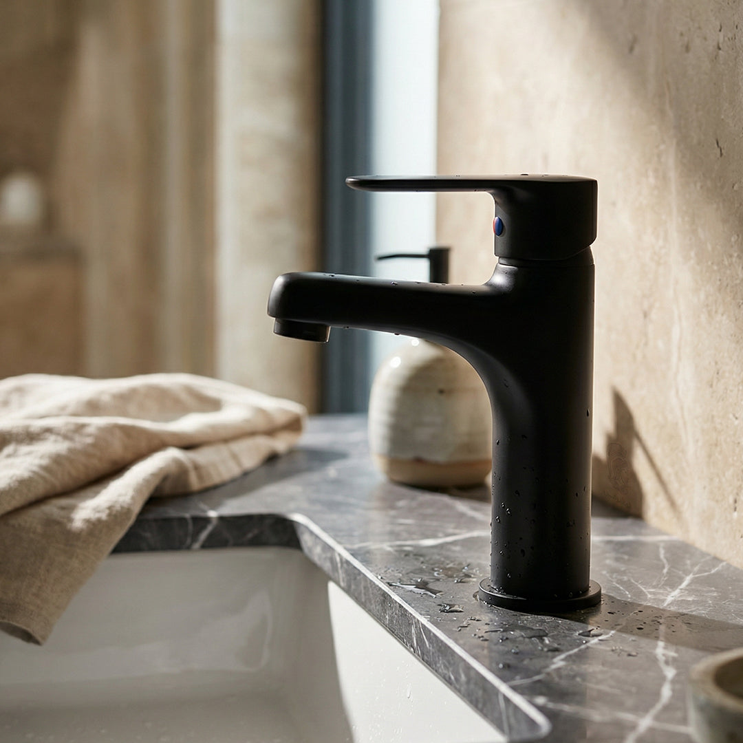 خلاط حوض وسط جلوبال ستاندرد ميرا بلس GSL 1042 B CP اسود مط ارتفاع 23 سم