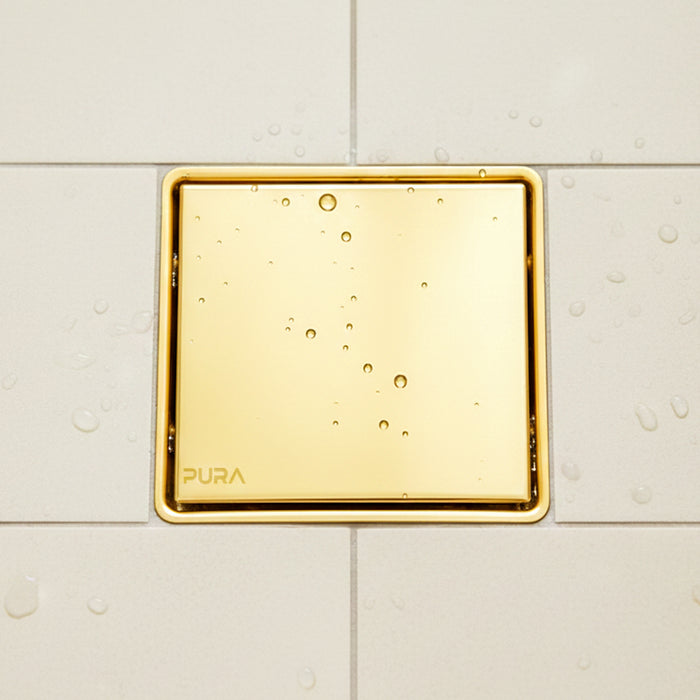 ( طلب مسبق )  غطاء بيبه بيورا FDS-61-15G ذهبي 15 × 15 سم استانلس ستيل 304 سُمك 1 مللي