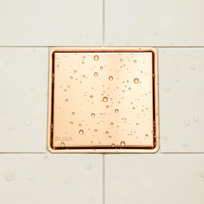 ( طلب مسبق )  غطاء بيبه بيورا FDS-61-15RG روز جولد 15 × 15 سم استانلس ستيل 304 سُمك 1 مللي