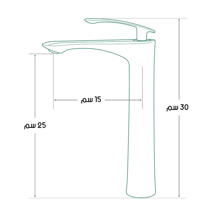خلاط حوض عالي ديكور نيو الحداد ذهبي ارتفاع 30 سم