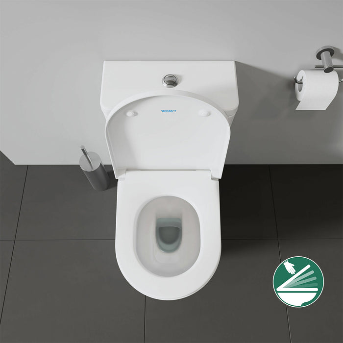 مرحاض ملاصق للحائط ديورافيت دي نيو 2002490075 ابيض بالسيديلي ذاتي الغلق والخزان بالماكينة والشطاف الدخلي ومجموعة التثبيت