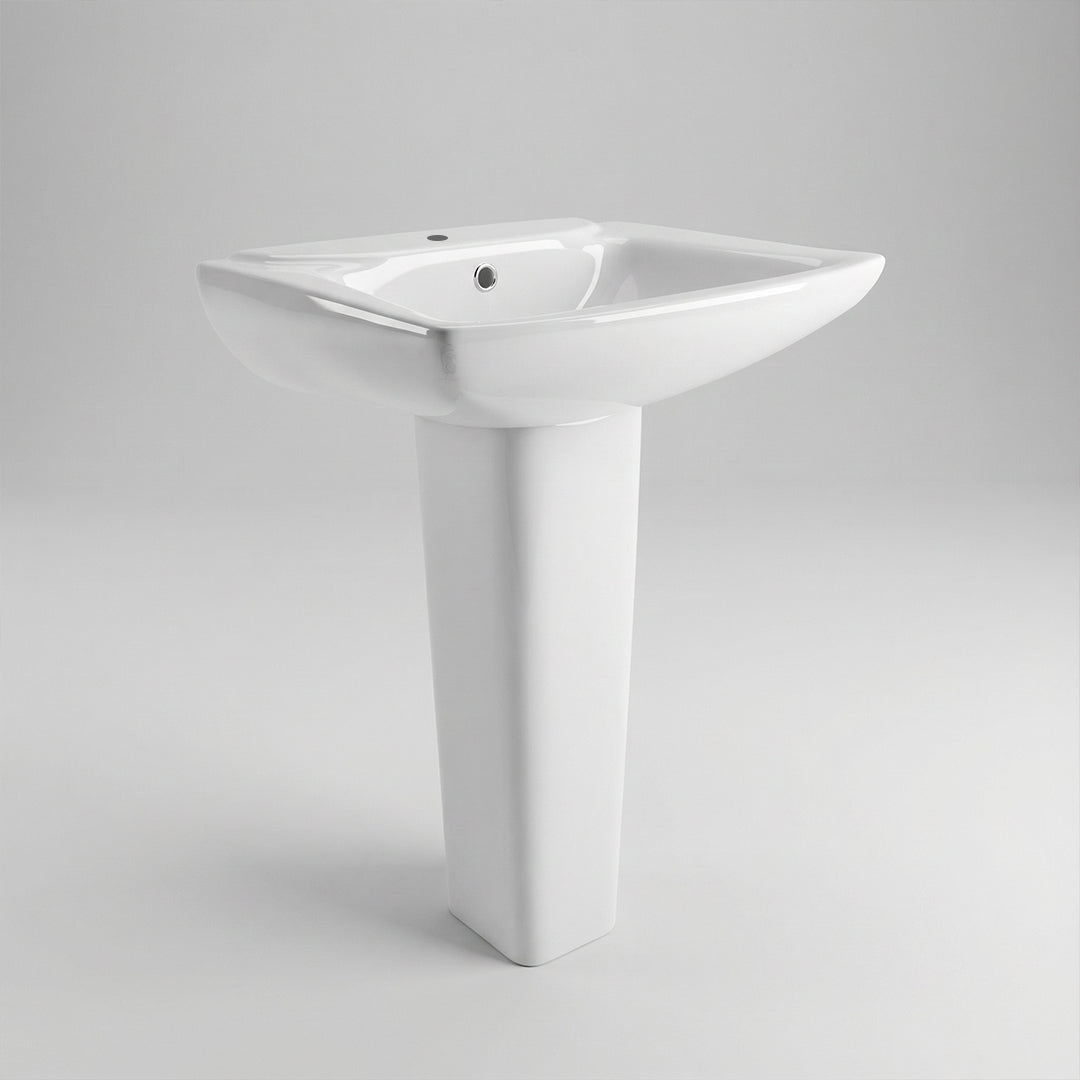 ( طلب مسبق )  حوض بالعامود الطويل ميكافيت سيلينا 55 سم برجامون لامع