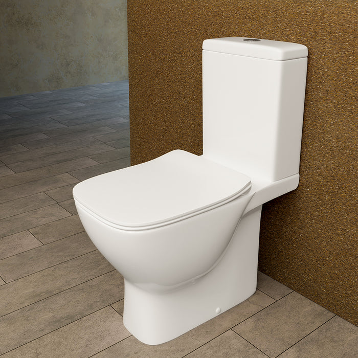 ( طلب مسبق )  مرحاض ارضي فيلروي اند بوخ ارشيتكتورا 5C32B301 ابيض ريمليس بالسيديلي ذاتي الغلق والخزان بالعدة والمقبض والشطاف الداخلي ومجموعة التثبيت