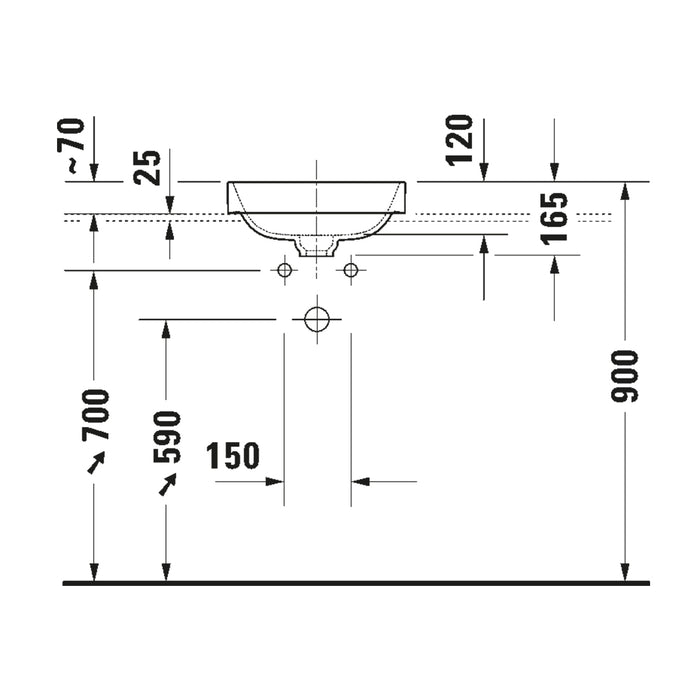 ( طلب مسبق )  حوض ساقط رخامة ديورافيت هابي دي 2 بلس 40 سم 2359400000 اللون ابيض