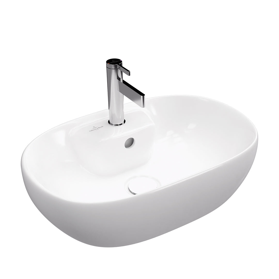 ( طلب مسبق )  حوض فوق الرخامة فيلروي اند بوخ افينتو 5A466001 ابيض لامع 59 سم بمجموعة التثبيت