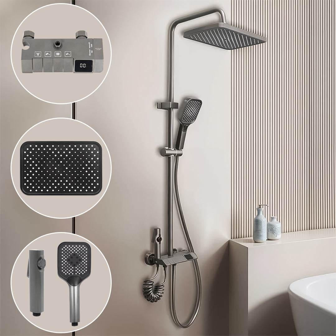 شاور سيستم بيانو العمار سباركل 8015 جراي × اسود 4 مخرج عامود دش بالخلاط شاشة ديجيتال