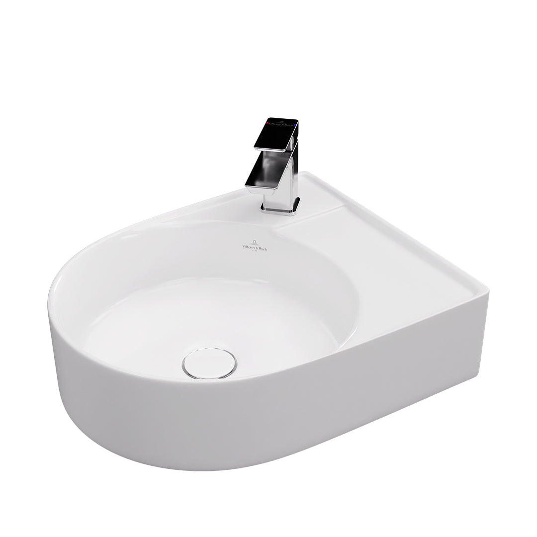 ( طلب مسبق )  حوض فوق الرخامة فيلروي اند بوخ سبواي 5A425001 ابيض لامع 52.5 سم بمجموعة التثبيت