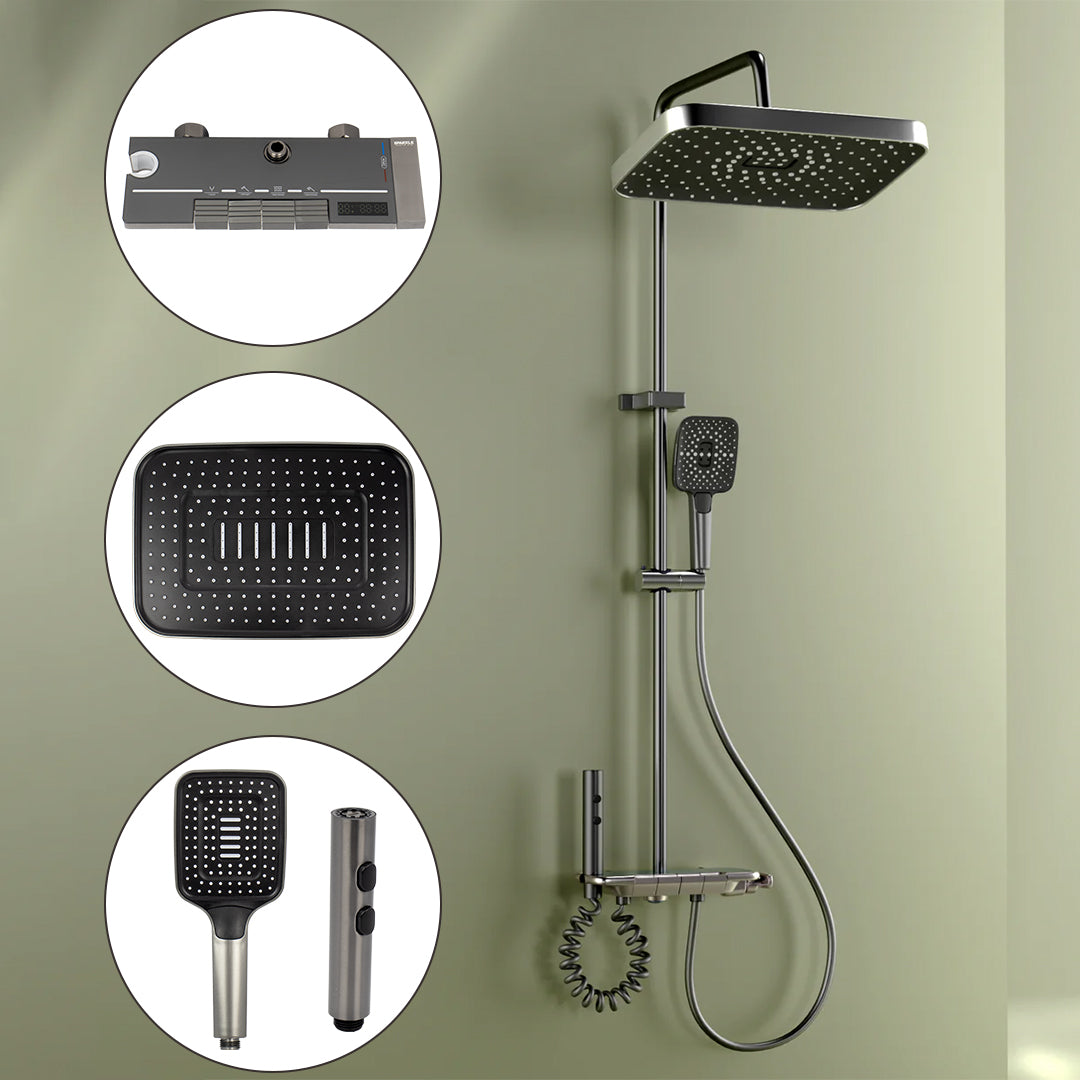 شاور سيستم بيانو العمار سباركل 8008 جراي × اسود 4 مخرج عامود دش بالخلاط شاشة ديجيتال