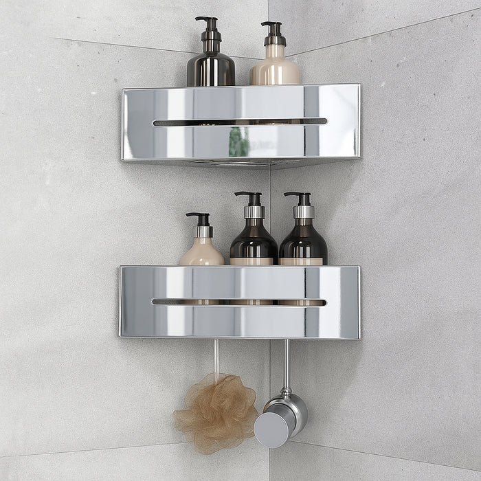 طقم رف ركنة بانيوكس CO-03-02S كروم 2 دور استانلس ستيل 304