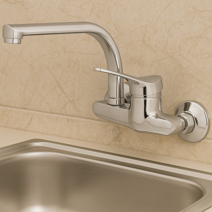 خلاط مطبخ حائطي دايموند ريد DR 03 كروم قنطرة علوية 22 سم