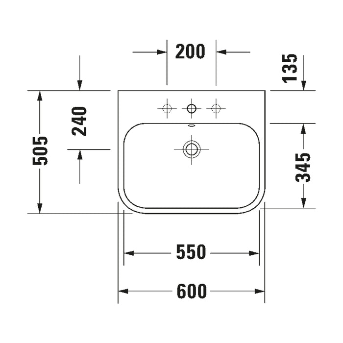 ( طلب مسبق )  حوض وحدة موبيليا ديورافيت هابي دي 2 ابيض 60 سم 2318600000