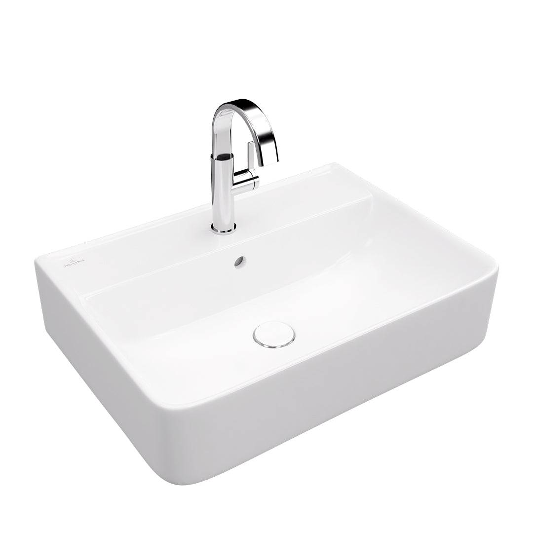 ( طلب مسبق )  حوض وحدة موبيليا فيلروي اند بوخ سبواي 5A416501 ابيض لامع 65 سم بمجموعة التثبيت