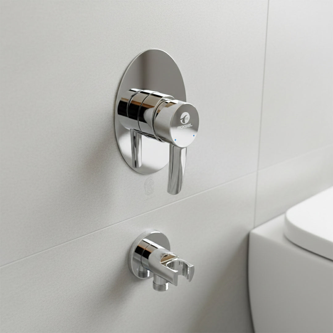 خلاط شطاف دفن مقبل MA 34163 AC كروم جسم الدفن بالوش والمقبض بكوع مخرج دفن