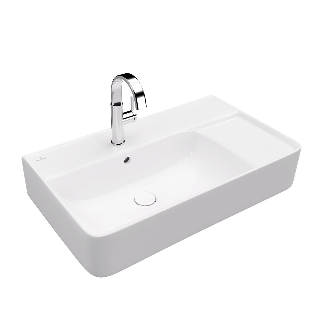 ( طلب مسبق )  حوض وحدة موبيليا فيلروي اند بوخ سبواي 5A408001 ابيض لامع 80 سم بمجموعة التثبيت