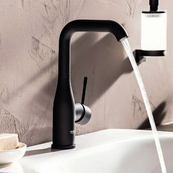 ( طلب مسبق )  خلاط حوض وسط جروهي ايسنس 24177KF1 اسود فانتوم ارتفاع 24 سم