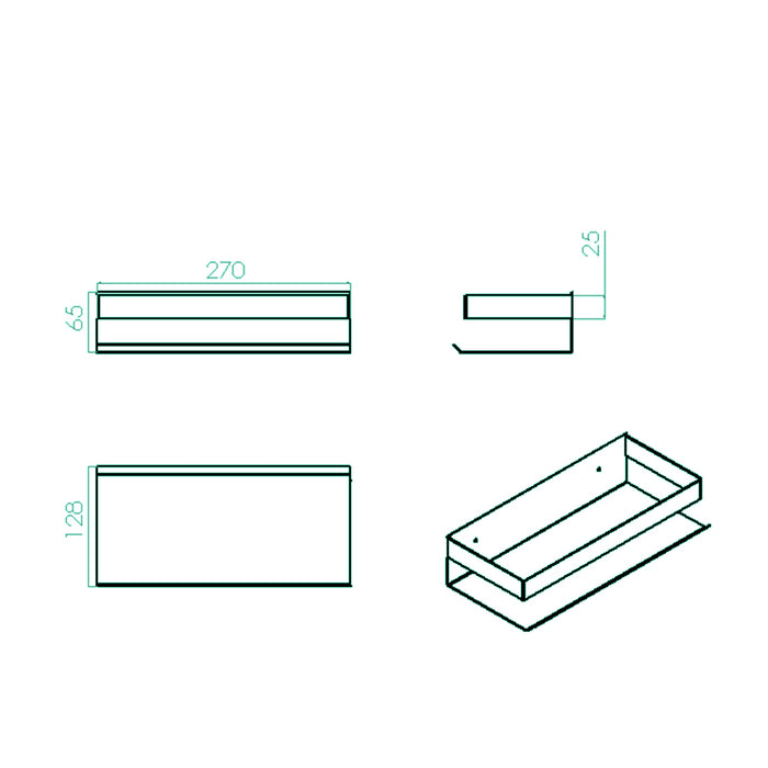 رف بانيوكس SH-09-01S اسود استانلس ستيل 304