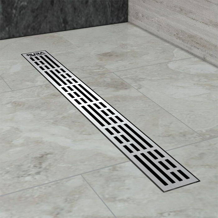 مجرى شاور تريبل بشفة VDL 03 75 استانلس ستيل 75 سم بالصرف اللون كروم من بيورا