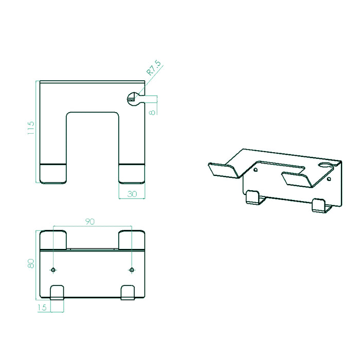 رف مجفف شعر بانيوكس HD-01-01S اسود بـ 2 علاقة استانلس ستيل 304