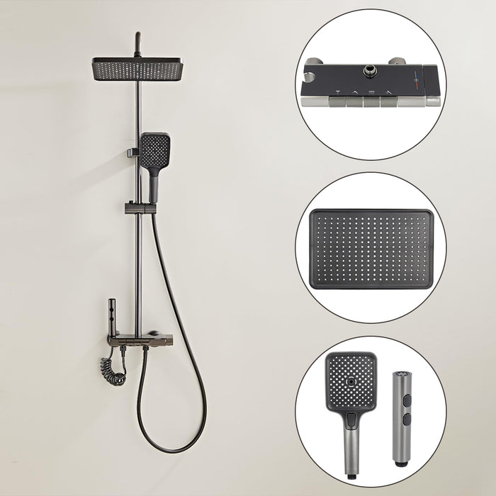 شاور سيستم بيانو العمار سباركل 6004 جراي × اسود 4 مخرج عامود دش بالخلاط