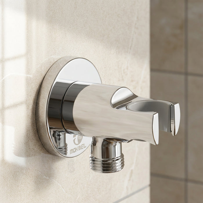 كوع مخرج دفن نحاس دائري مع حامل ½ بوصة بالوش اللون كروم من مقبل