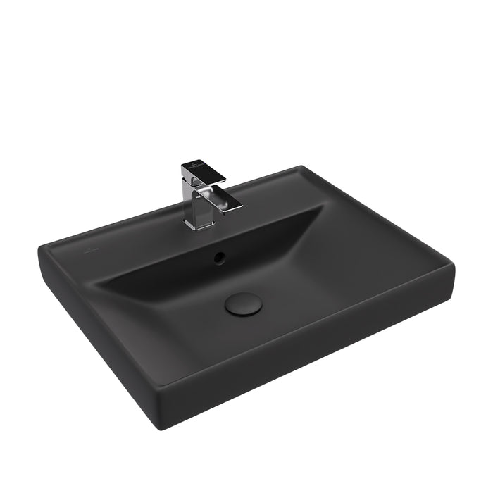 ( طلب مسبق )  حوض وحدة موبيليا فيلروي اند بوخ فانتيشللو 5A476538 اسود مط 63.5 سم بمجموعة التثبيت