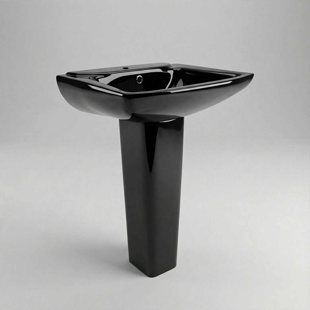 حوض بالعامود الطويل ميكافيت سيلينا 55 سم اسود لامع