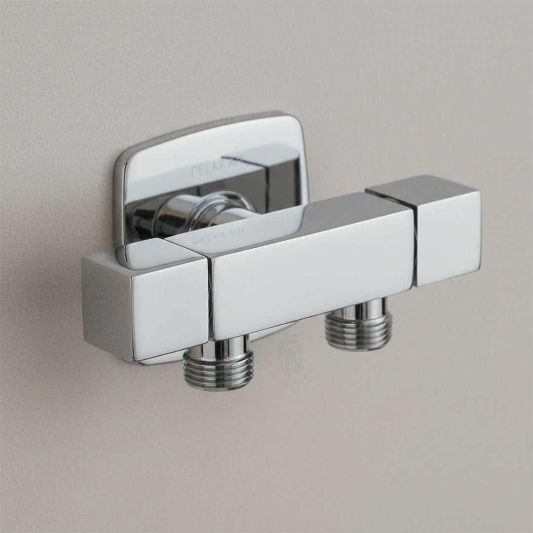 محبس زاوية مزدوج 2 مخرج مورافيا T 400 كروم بالوش قلب سيراميك نصف لفة