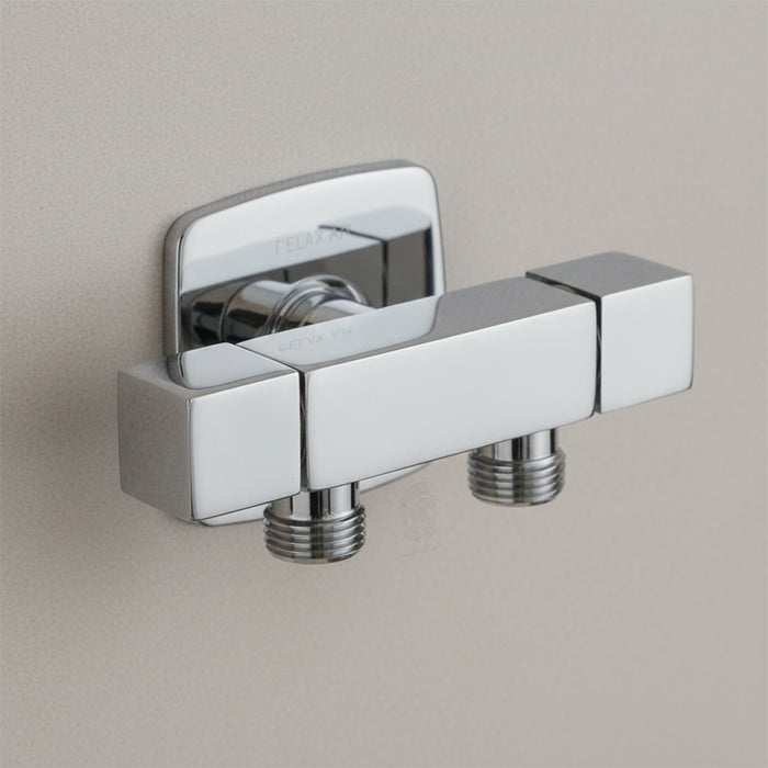 محبس زاوية مزدوج 2 مخرج مورافيا T 400 كروم بالوش قلب سيراميك نصف لفة