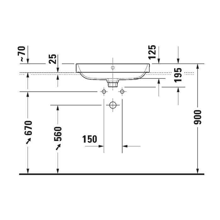 حوض ساقط رخامة ديورافيت هابي دي 2 بلس 60 سم كود 2360600000 اللون ابيض