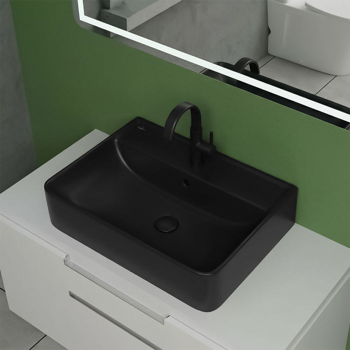 ( طلب مسبق )  حوض وحدة موبيليا فيلروي اند بوخ سبواي 5A416538 اسود مط 65 سم بمجموعة التثبيت