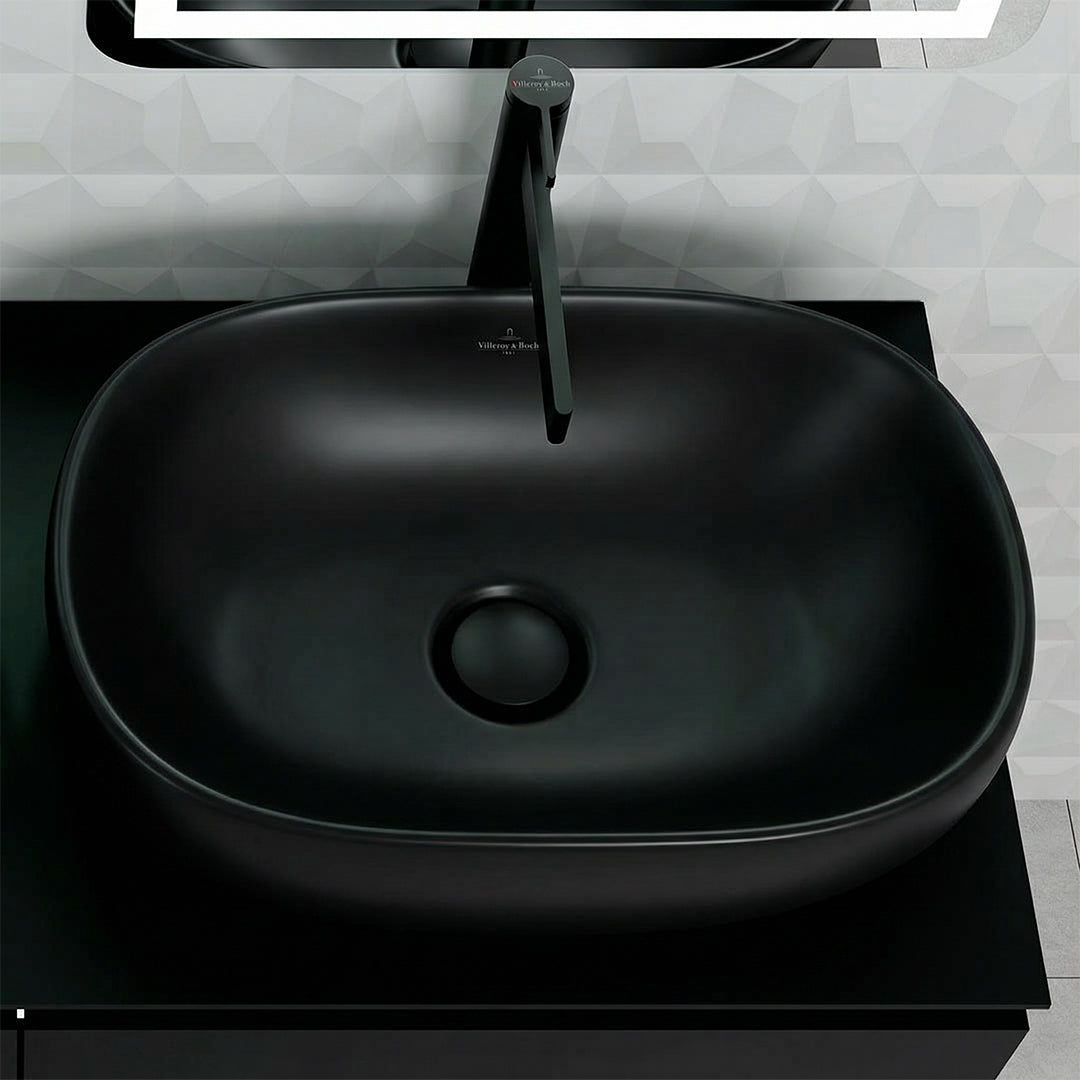 ( طلب مسبق )  حوض فوق الرخامة فيلروي اند بوخ افينتو 5A376338 اسود مط 59 سم بمجموعة التثبيت