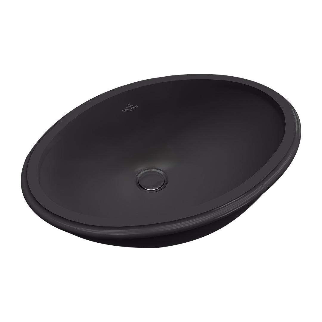 ( طلب مسبق )  حوض تحت الرخامة فيلروي اند بوخ اونوفو 5A505238 اسود مط 53.5 سم بمجموعة التثبيت