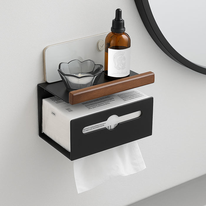 ( طلب مسبق )  وراقة برف بانيوكس WO-14-01S اسود خشب مع استانلس ستيل 304