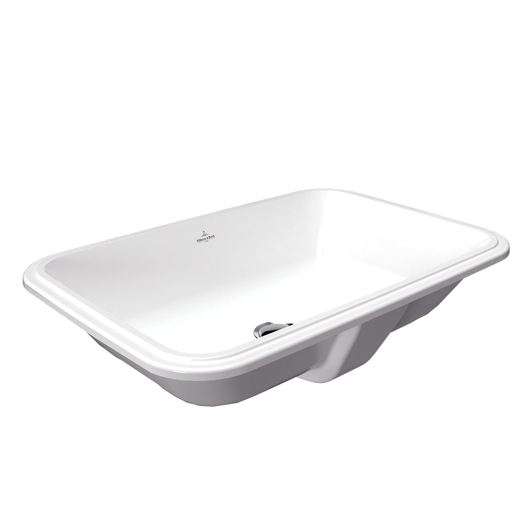 ( طلب مسبق )  حوض تحت الرخامة فيلروي اند بوخ فانتيشللو 5A495701 ابيض لامع 63 سم بمجموعة التثبيت