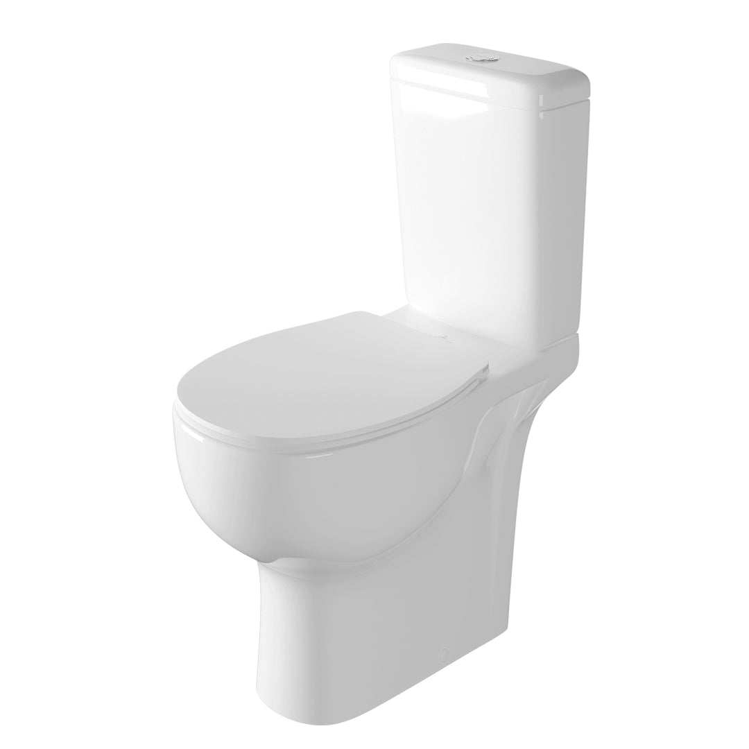 ( طلب مسبق )  مرحاض ارضي فيلروي اند بوخ اونوفو 5C30B301 ابيض ريمليس بالسيديلي ذاتي الغلق والخزان بالعدة والمقبض والشطاف الداخلي ومجموعة التثبيت