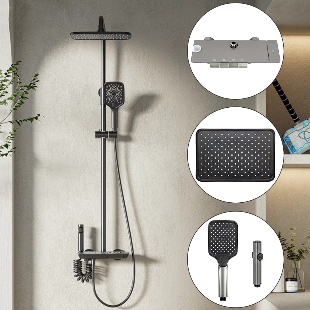 شاور سيستم بيانو العمار سباركل 6010 جراي × اسود 4 مخرج عامود دش بالخلاط